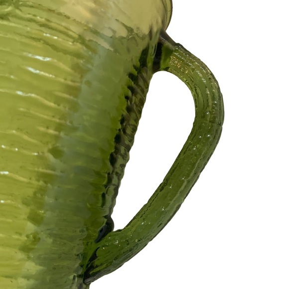 Anchor Hocking Soreno Crinkle Glass Juice Pitcher Avocado Green 1966-1970 - Picture 12 of 16